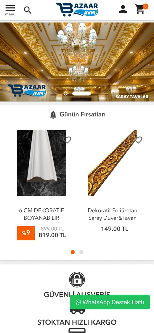 Bazaar AVM Online Mağaza: mobil görünüm
