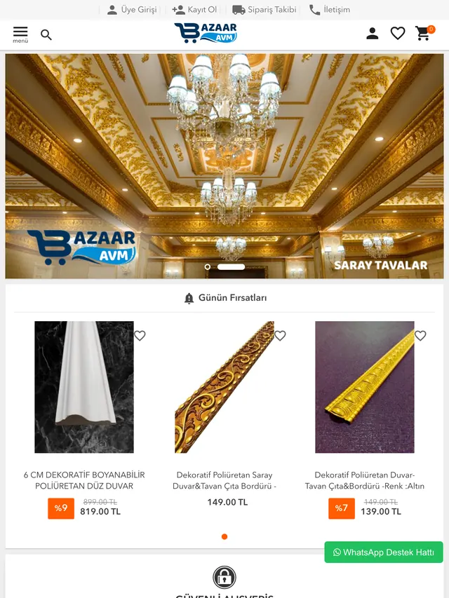 Bazaar AVM Online Mağaza: tablet görünüm
