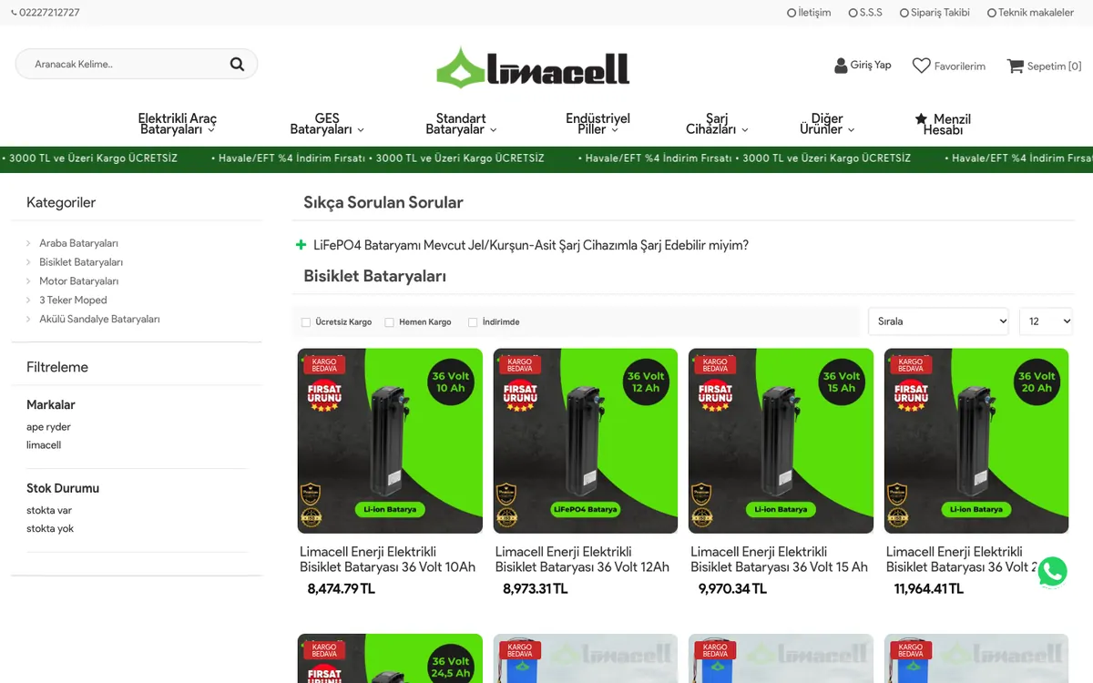 Geçersun Enerji Online Mağaza: Kategori sayfası
