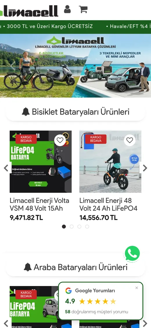 Geçersun Enerji Online Mağaza: mobil görünüm