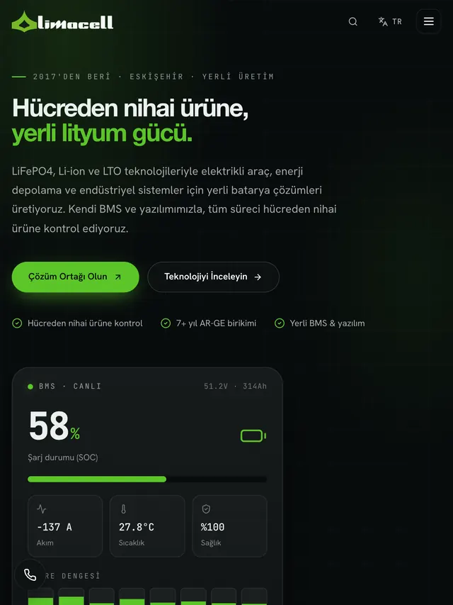 Limacell Kurumsal Web Sitesi: tablet görünüm