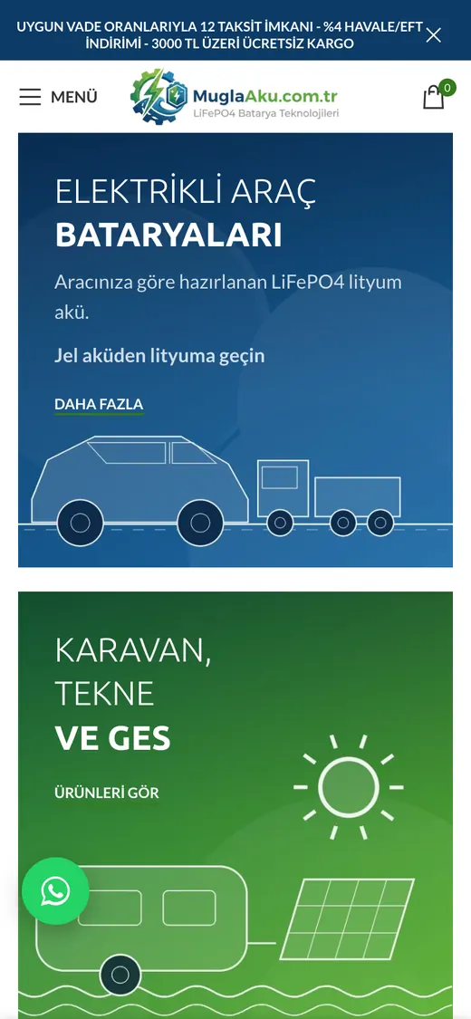 Muğla Akü Online Mağaza: mobil görünüm
