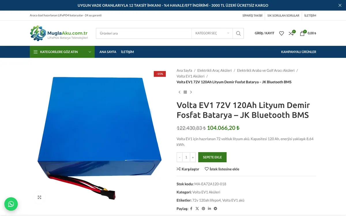 Muğla Akü Online Mağaza: Ürün sayfası