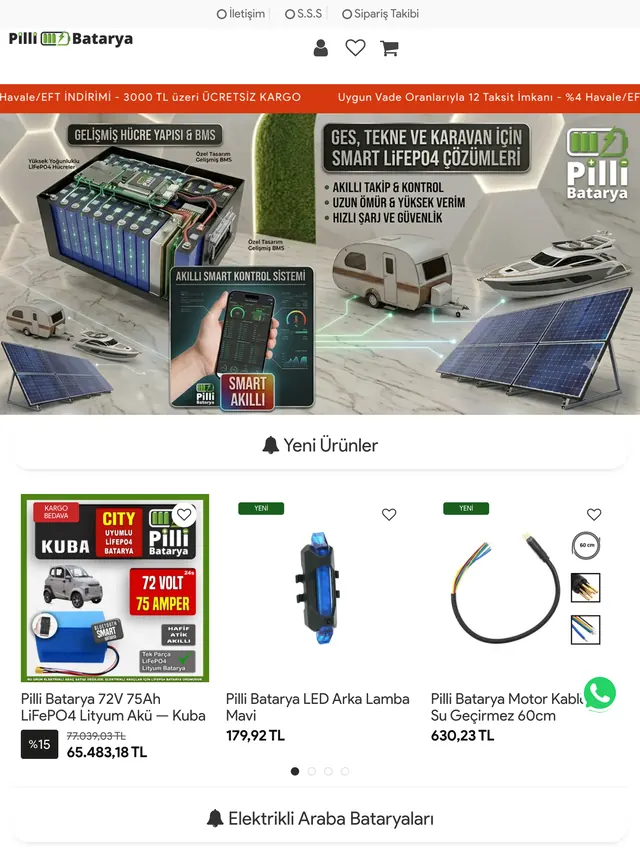Pilli Batarya Online Mağaza: tablet görünüm