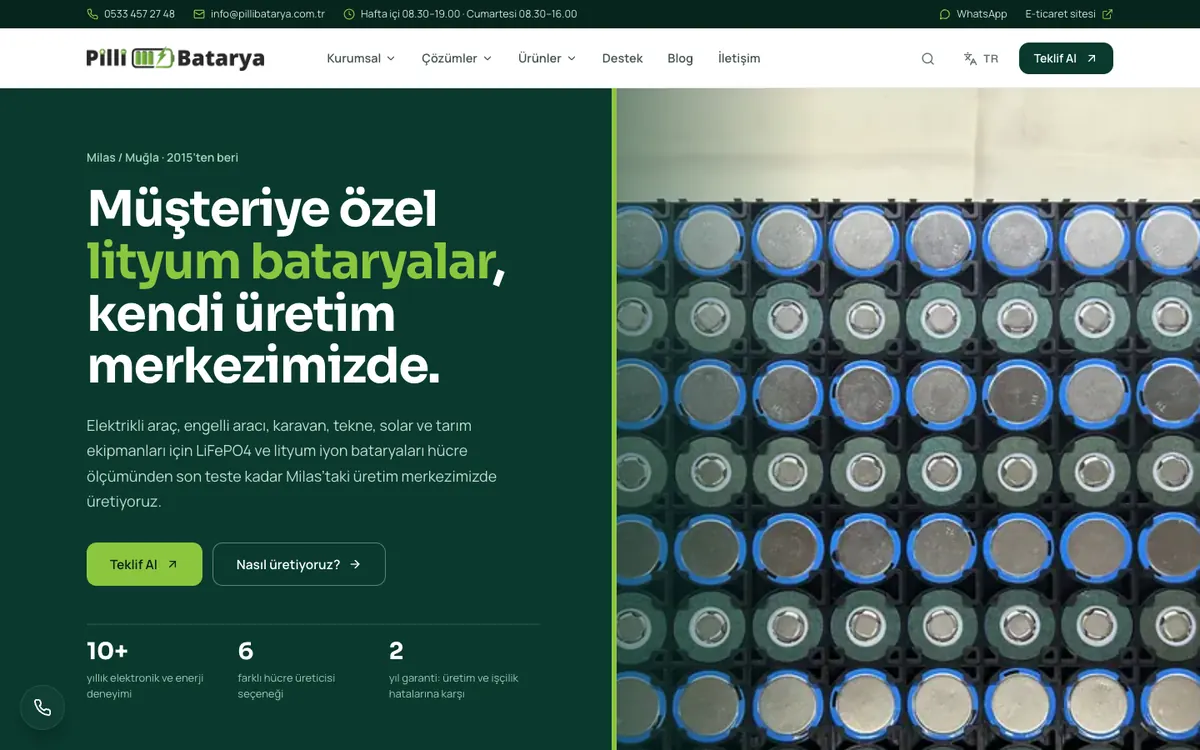 Pilli Batarya Kurumsal Web Sitesi: Ana sayfa