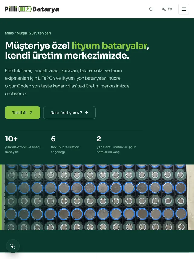 Pilli Batarya Kurumsal Web Sitesi: tablet görünüm