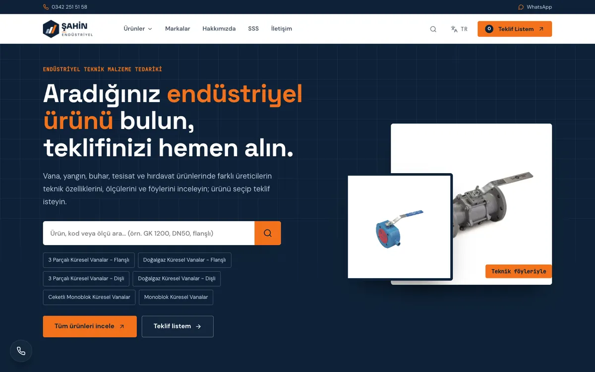 Şahin Endüstriyel Katalog ve Teklif Sitesi: Ana sayfa