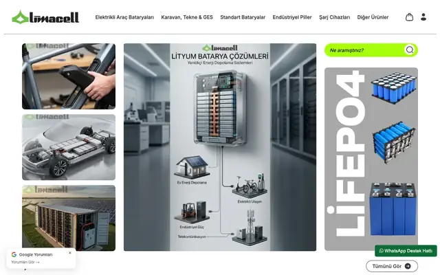 Limacell Resmî Online Mağaza ana sayfa ekran görüntüsü