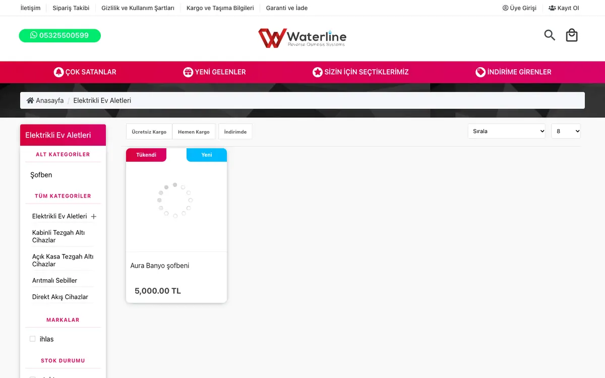 Water Line Su Arıtma Online Mağaza: Kategori sayfası