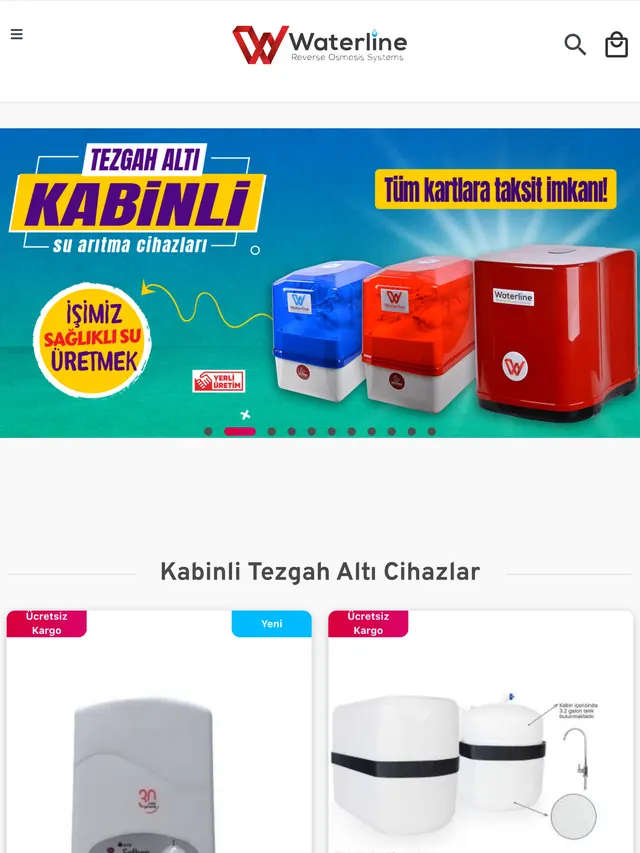 Water Line Su Arıtma Online Mağaza: tablet görünüm