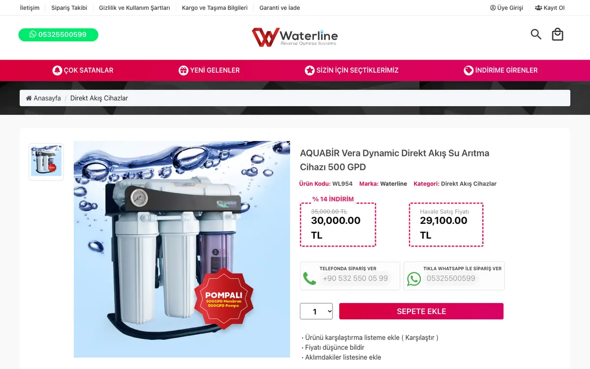 Water Line Su Arıtma Online Mağaza: Ürün sayfası